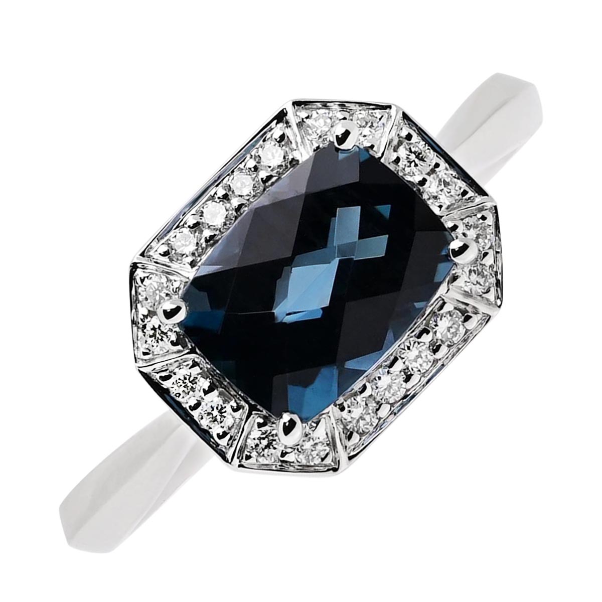 Blue topaz sales black diamond ring