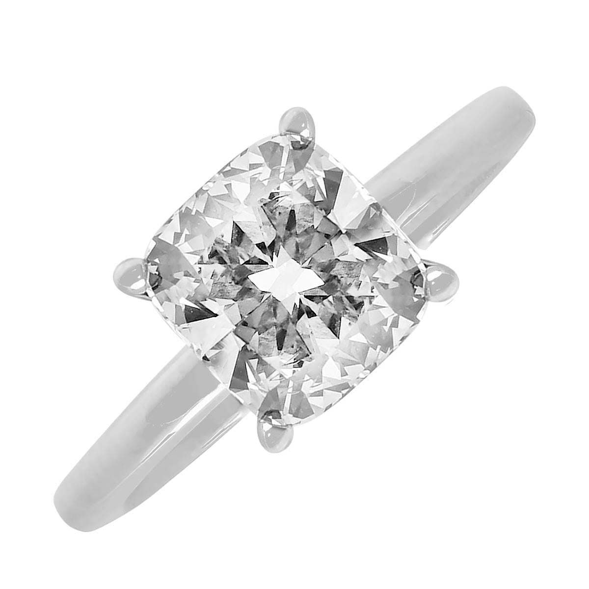 Lab Grown Cushion Diamond Solitaire Engagement Ring in 14kt White