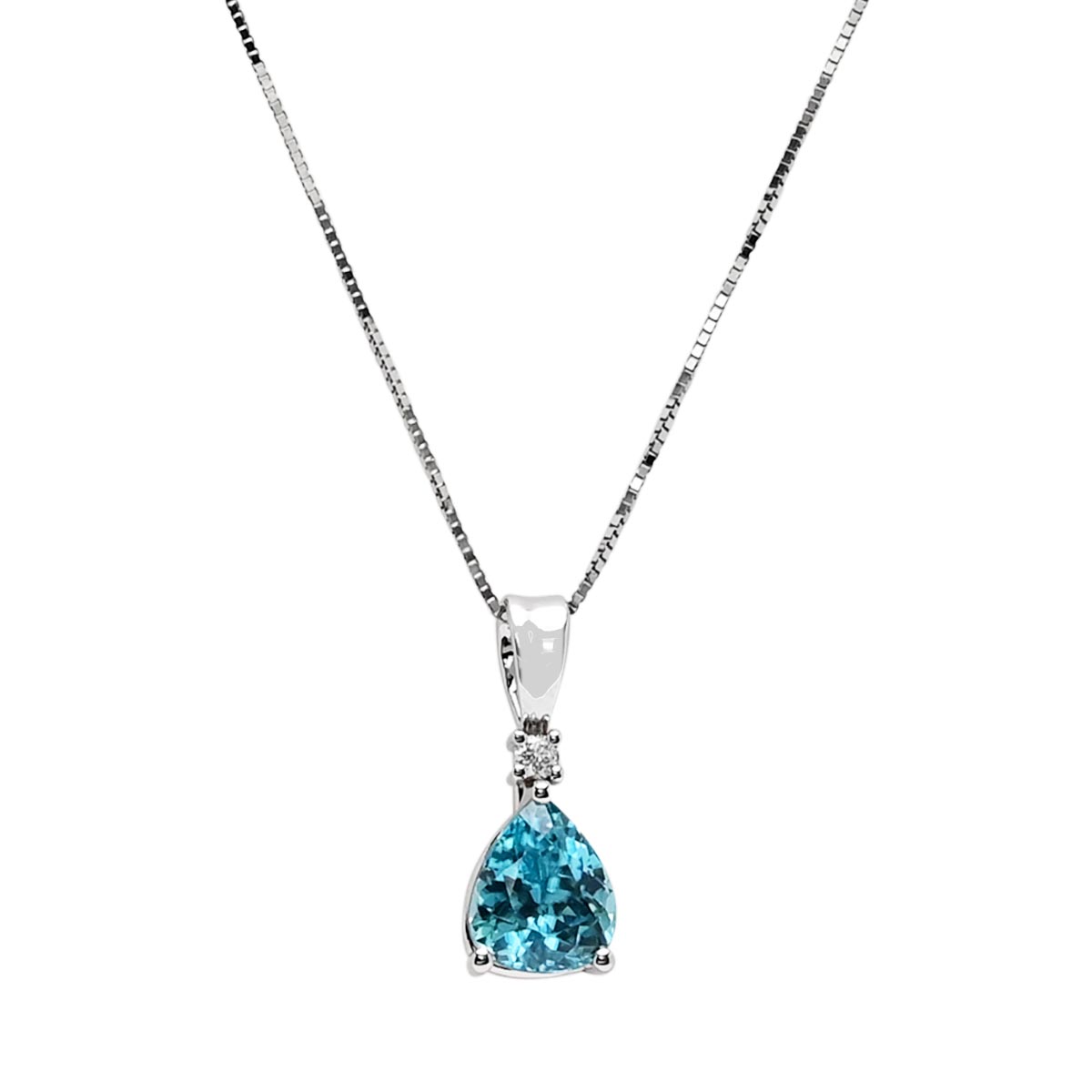 Blue zircon necklace discount white gold