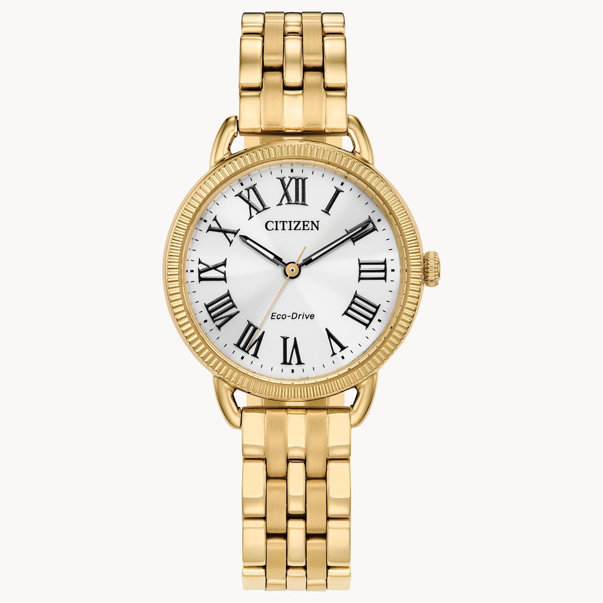 Citizen Coin Edge Watch with White Dial and Yellow Gold Toned
