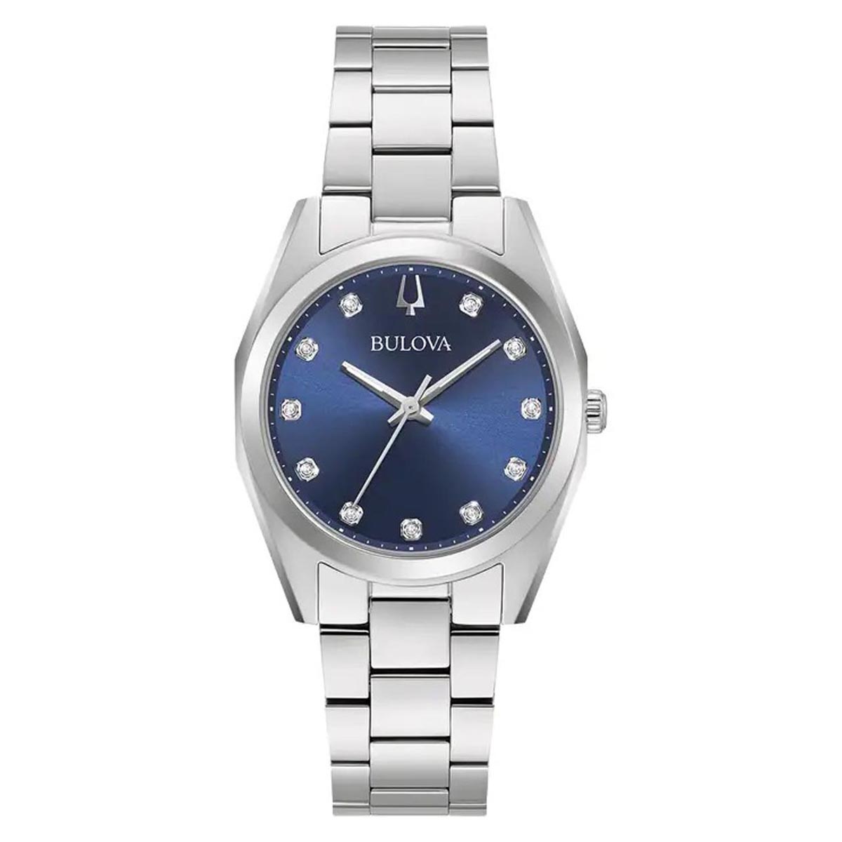 Bulova Surveyor Womens Diamond Watch with Blue Dial and Stainless