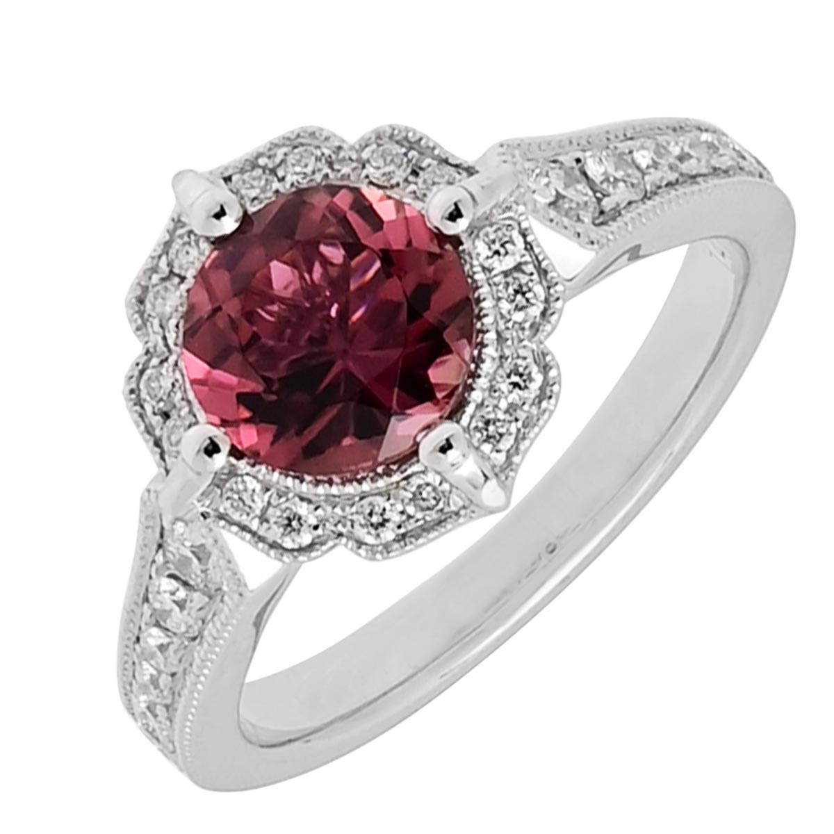 Pink Tourmaline Ring in 14kt White Gold with Diamonds (1/4ct tw