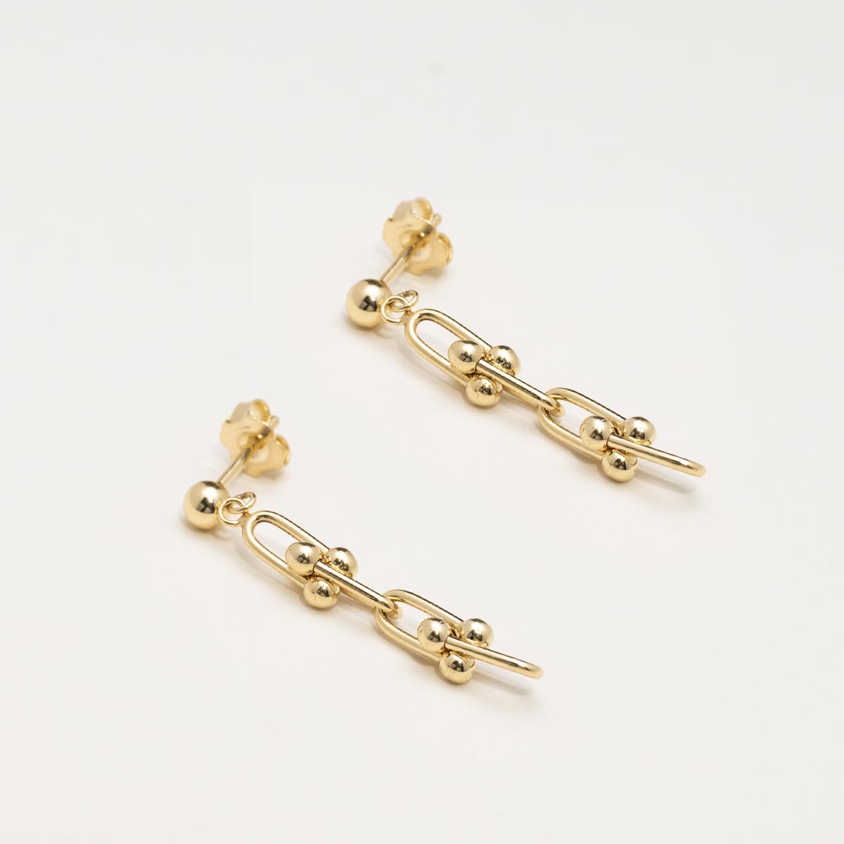U Link Drop Earrings in 14kt Yellow Gold