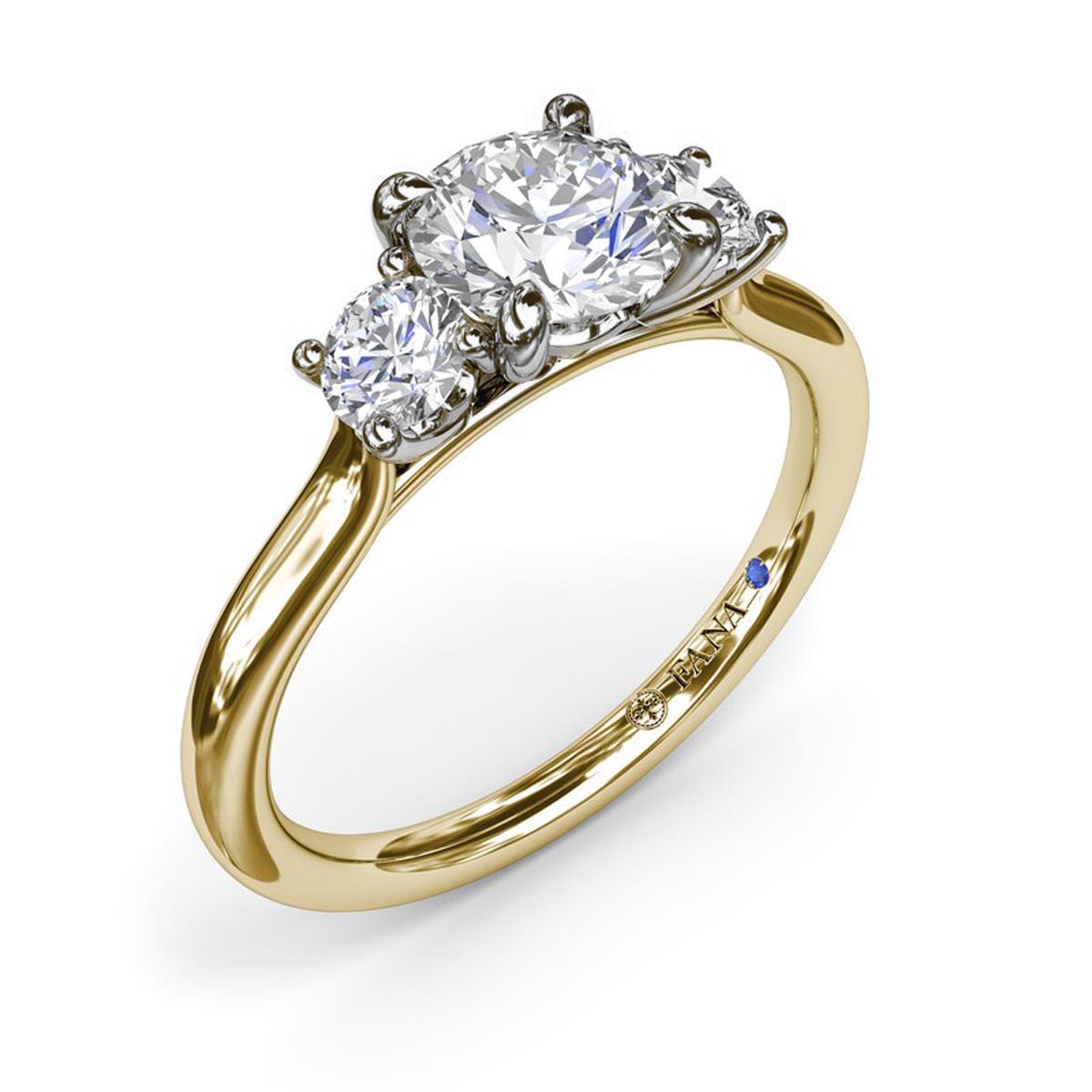 Fana Three-Stone Diamond Engagement Ring Setting in 14kt Yellow