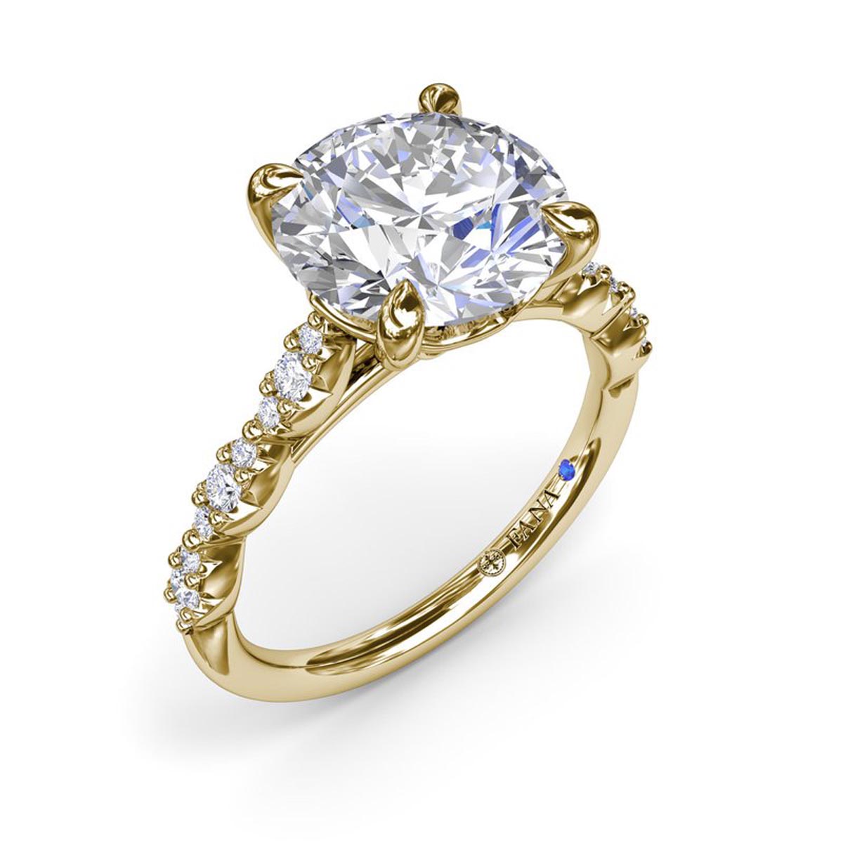 Fana Petite Pave Diamond Engagement Ring Setting in 14kt Yellow