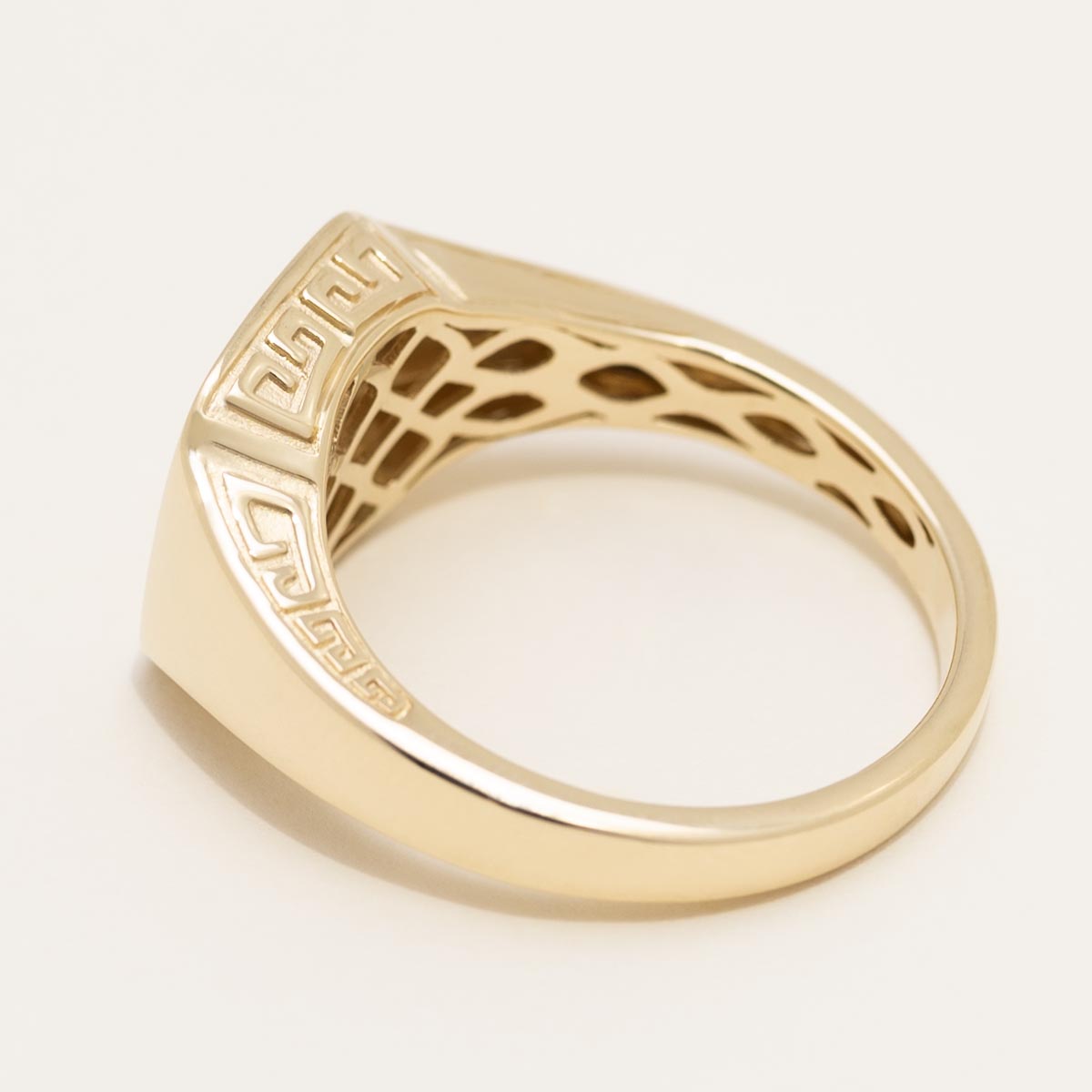 Mens Square Signet Ring in 14kt Yellow Gold with Diamond