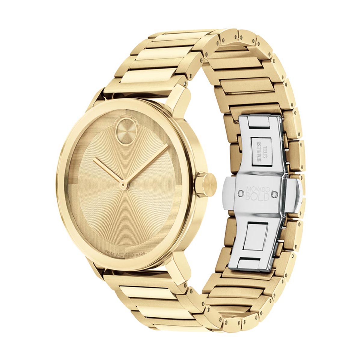 Movado Bold Evolution 2.0 Mens Watch with Gold Tone Dial and Gold Tone Ion Plated Stainless Steel Bracelet (Swiss quartz movement)