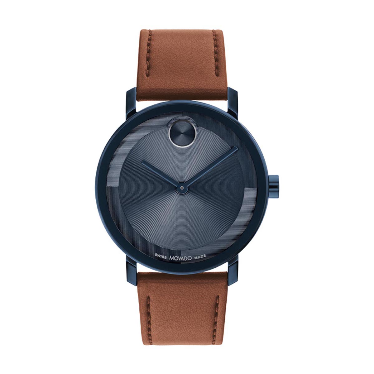 Movado Bold Evolution Mens Watch with Navy Dial and Brown