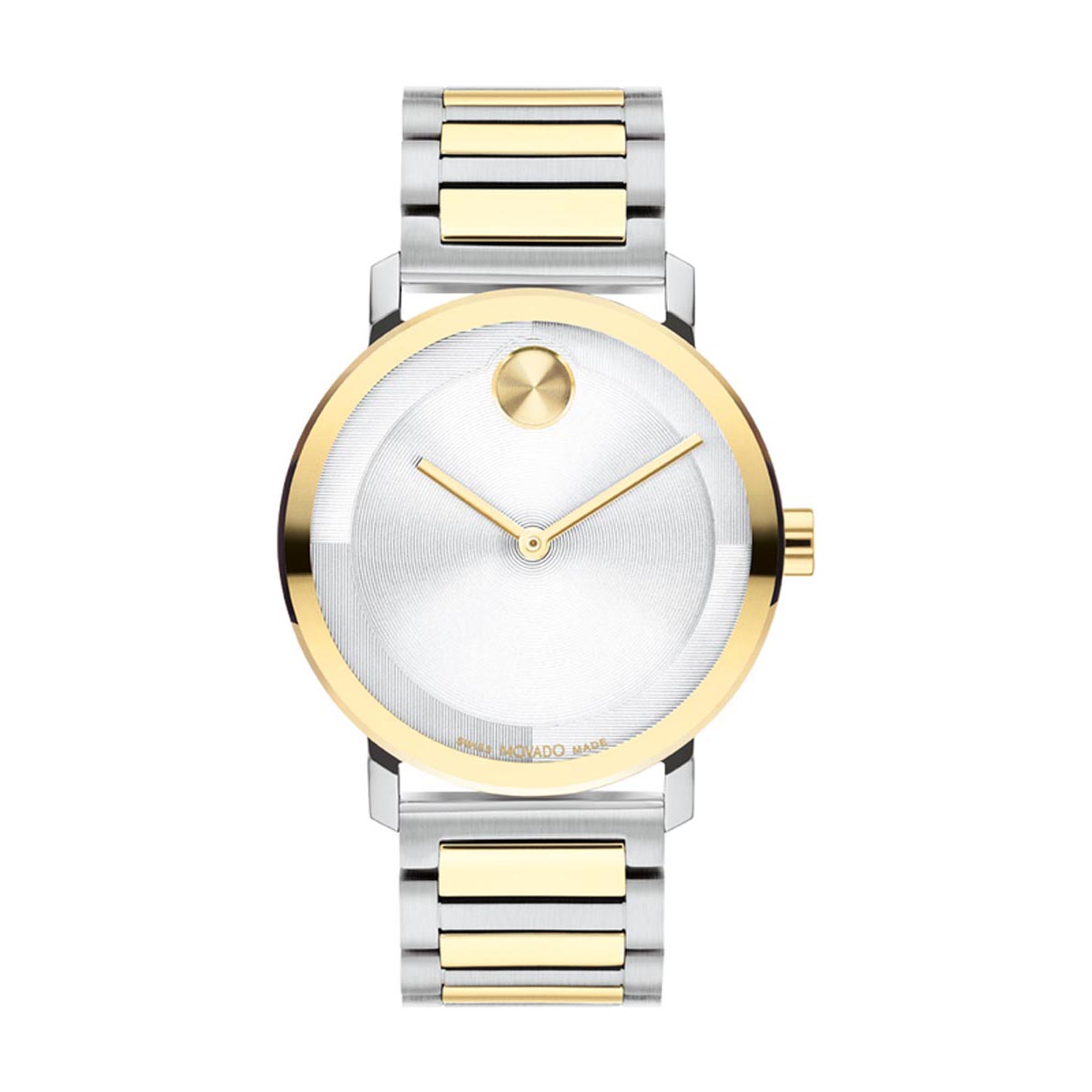 Movado Bold Evolution Mens Watch with White Dial and Yellow
