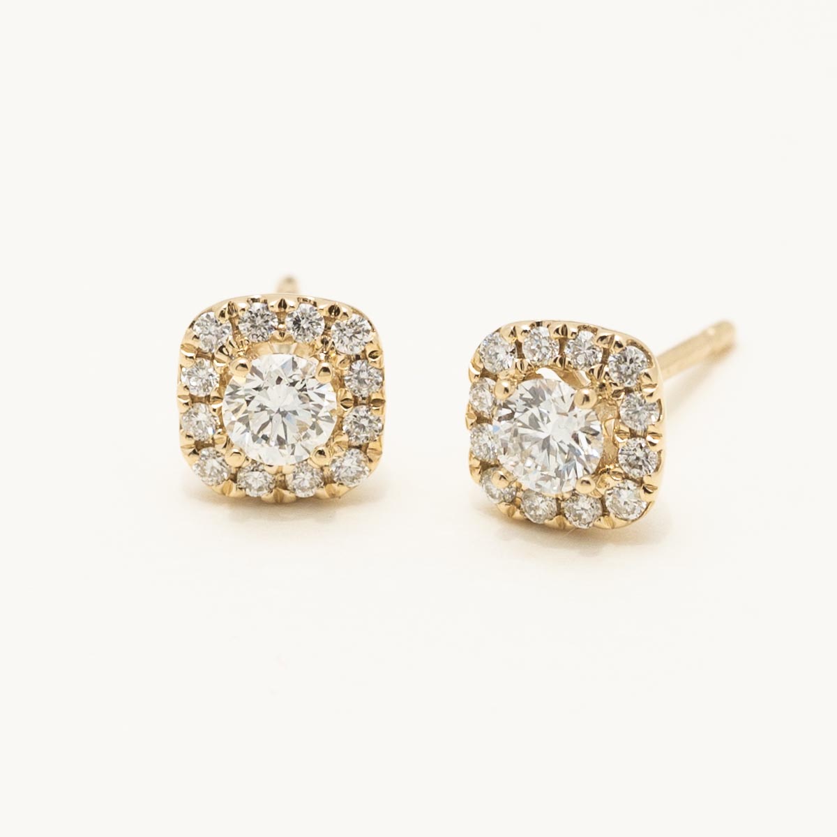 Diamond Halo Earrings in 14kt Yellow Gold (1/2ct tw)