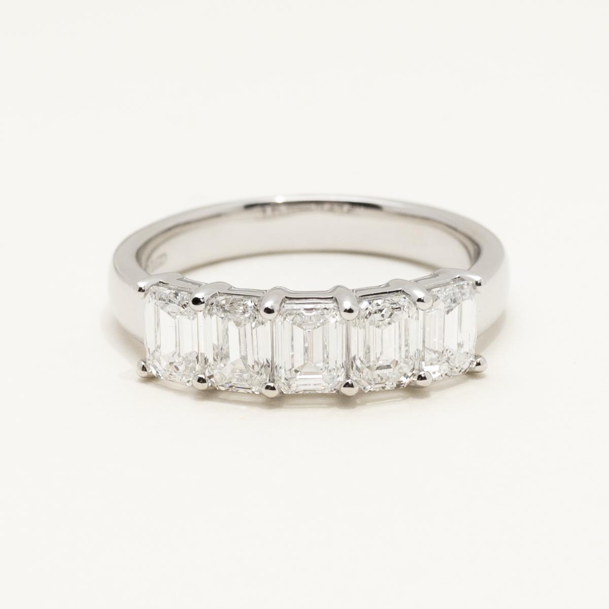 Lab Grown Five Stone Emerald Cut Diamond Band in 14kt White Gold