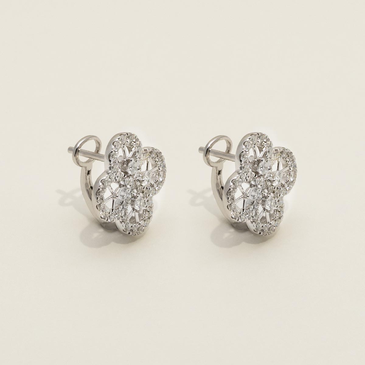 Dabakarov Diamond Flower Earrings in 14kt White Gold (7/8ct tw)
