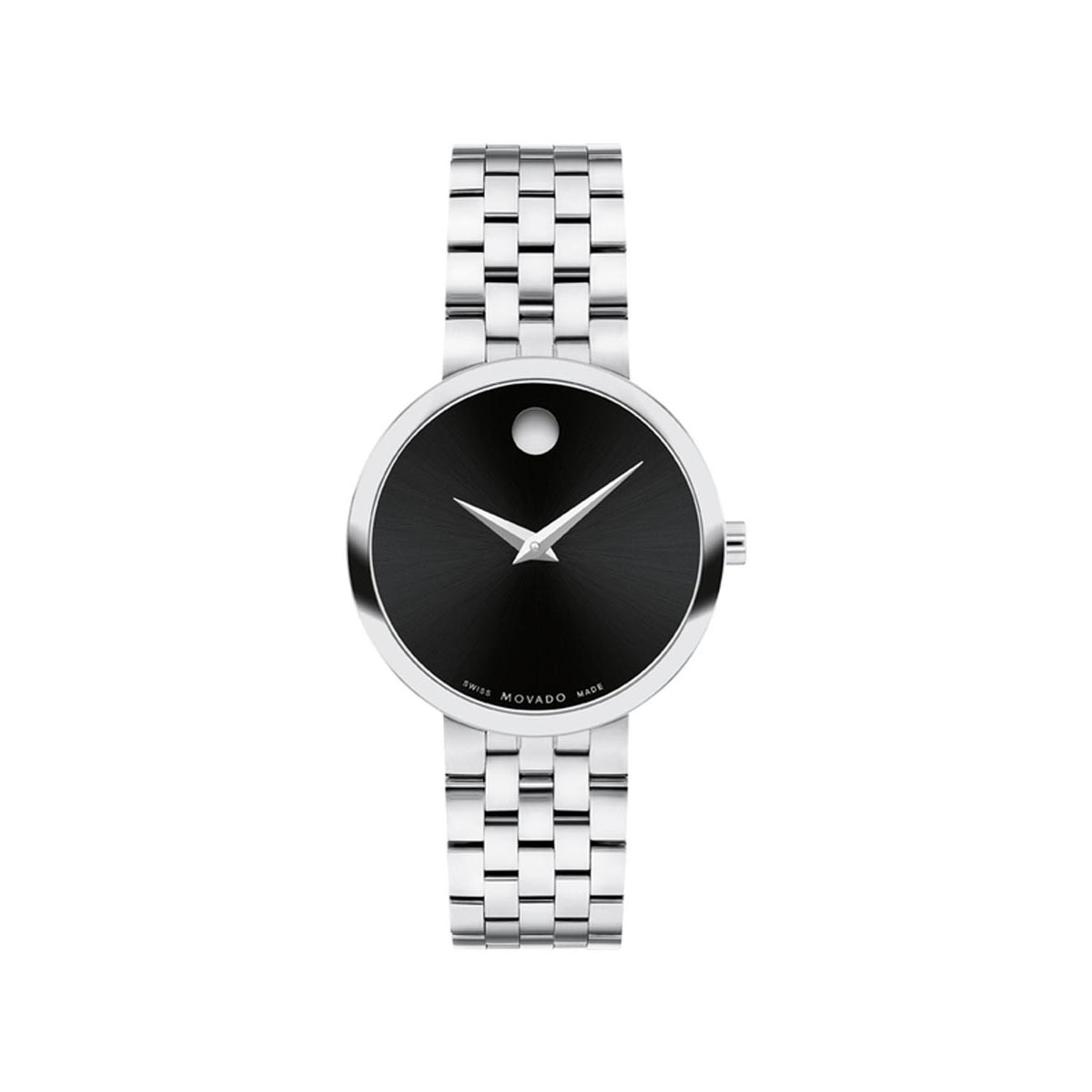 Movado Museum Classic Womens Watch with Black Dial and Stainless Steel Bracelet (Swiss quartz movement)