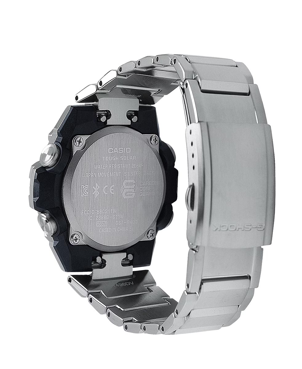 G Shock GST-B400 Series Mens Watch with Black Dial and Stainless Steel Bracelet (solar movement)