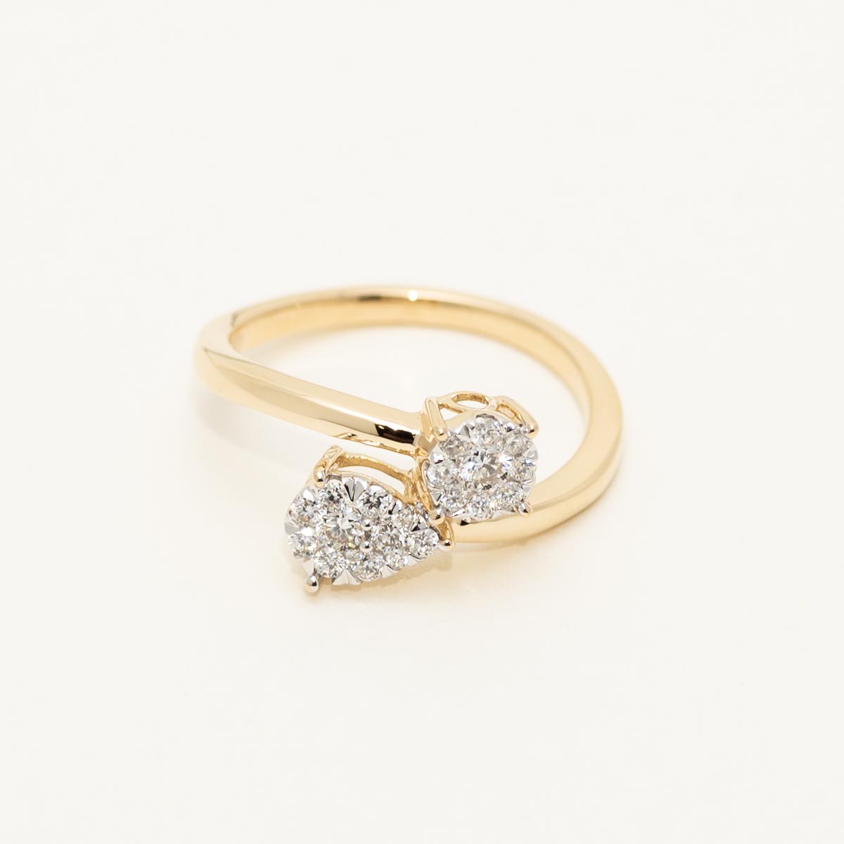 Diamond Cluster Toi et Moi Ring in 14kt Yellow Gold (1/3ct tw)