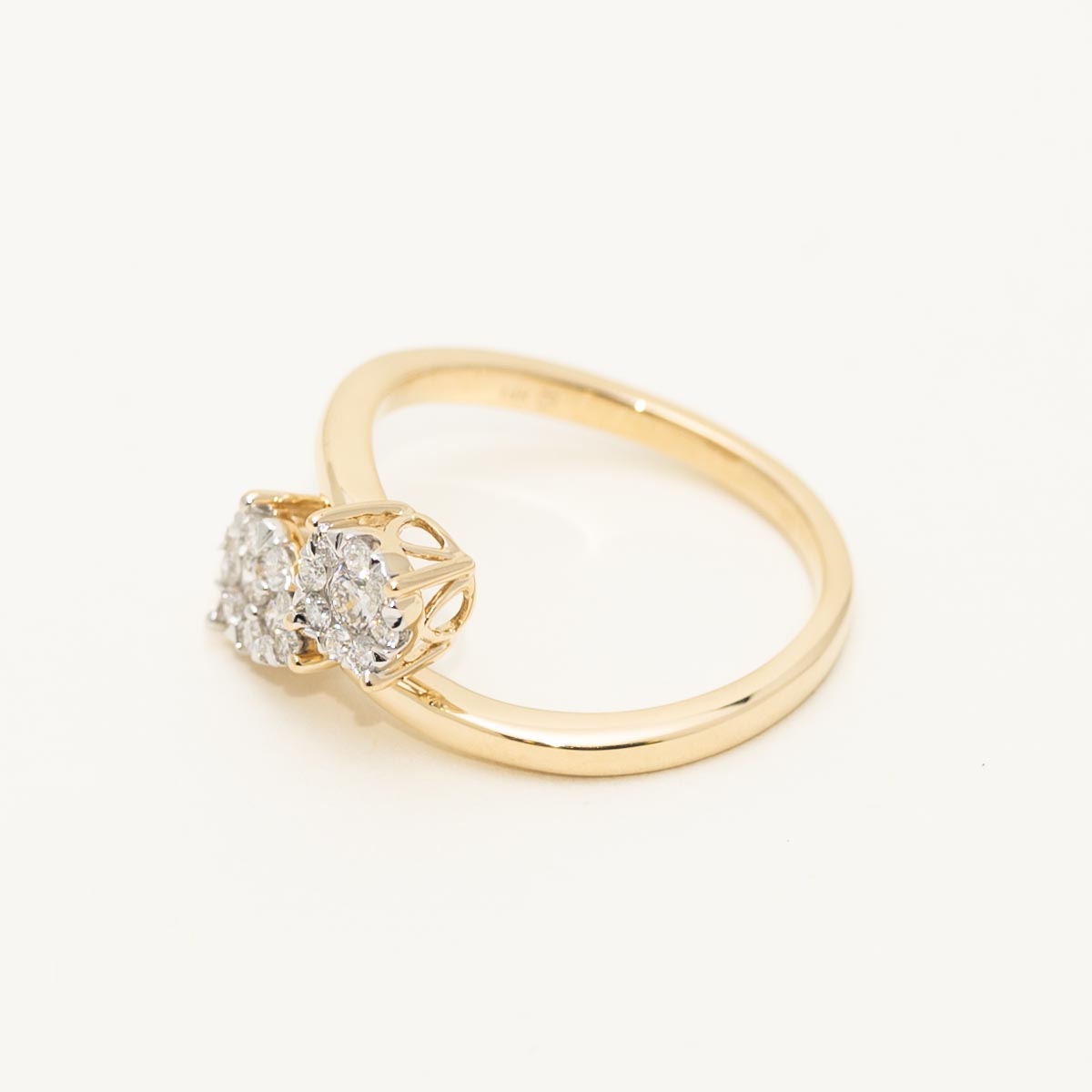 Diamond Cluster Toi et Moi Ring in 14kt Yellow Gold (1/3ct tw)