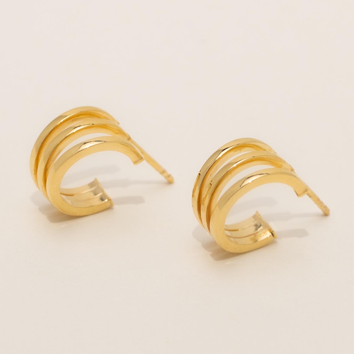 Triple Hoop Earrings in 14kt Yellow Gold