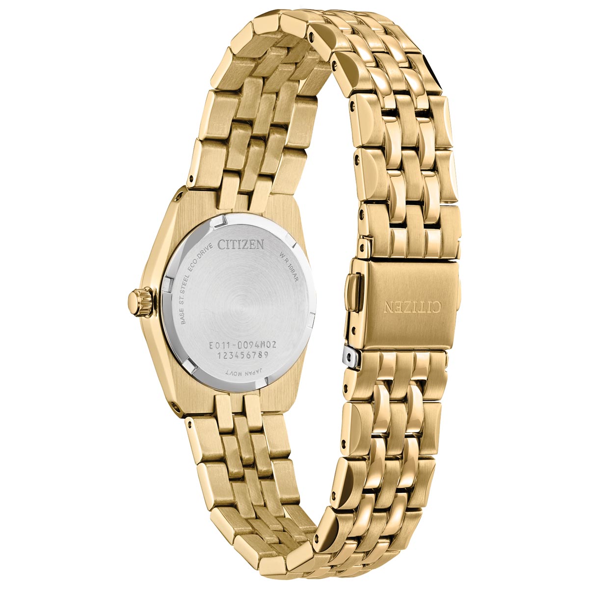Citizen Corso Womens Diamond Watch with Black Dial and Gold Toned Stainless Steel Bracelet (eco drive movement)