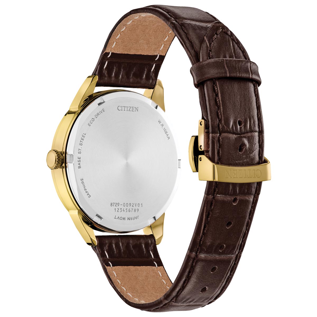 Citizen Rolan Mens Watch with Black Dial and Brown Leather Strap (eco drive movement)