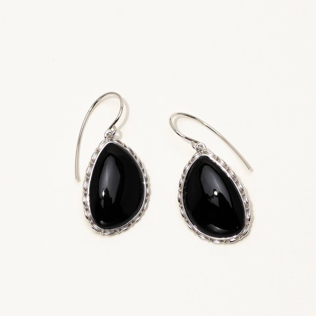 Silver and onyx earrings on sale