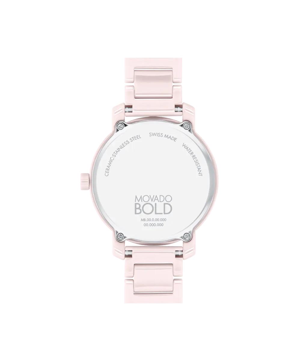 Movado Bold Evolution 2.0 Womens Watch with Pink Dial and Pink Ceramic Bracelet (Swiss quartz movement)