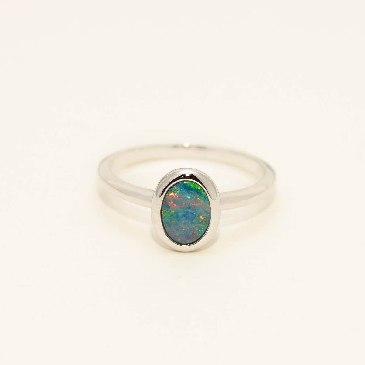 Parlé Oval Australian Opal Doublet Ring in 14kt White Gold – Day's