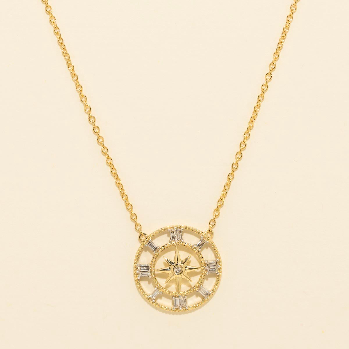 Diamond Compass Necklace in 10kt Yellow Gold (1/7ct tw)