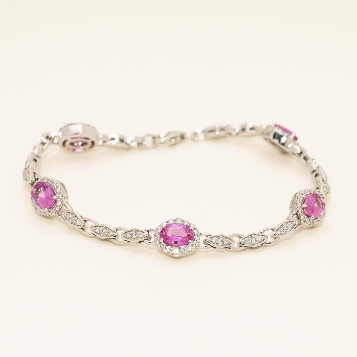 Pink sapphire bracelet white gold deals