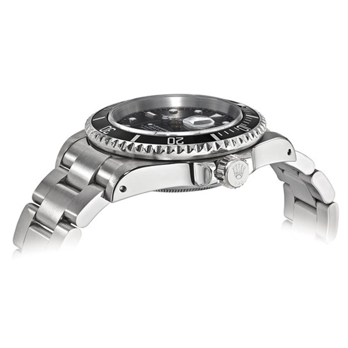 Pre Owned Rolex Oyster Perpetual Submariner Watch with Black Dial and Stainless Steel Oyster Bracelet (automatic movement)