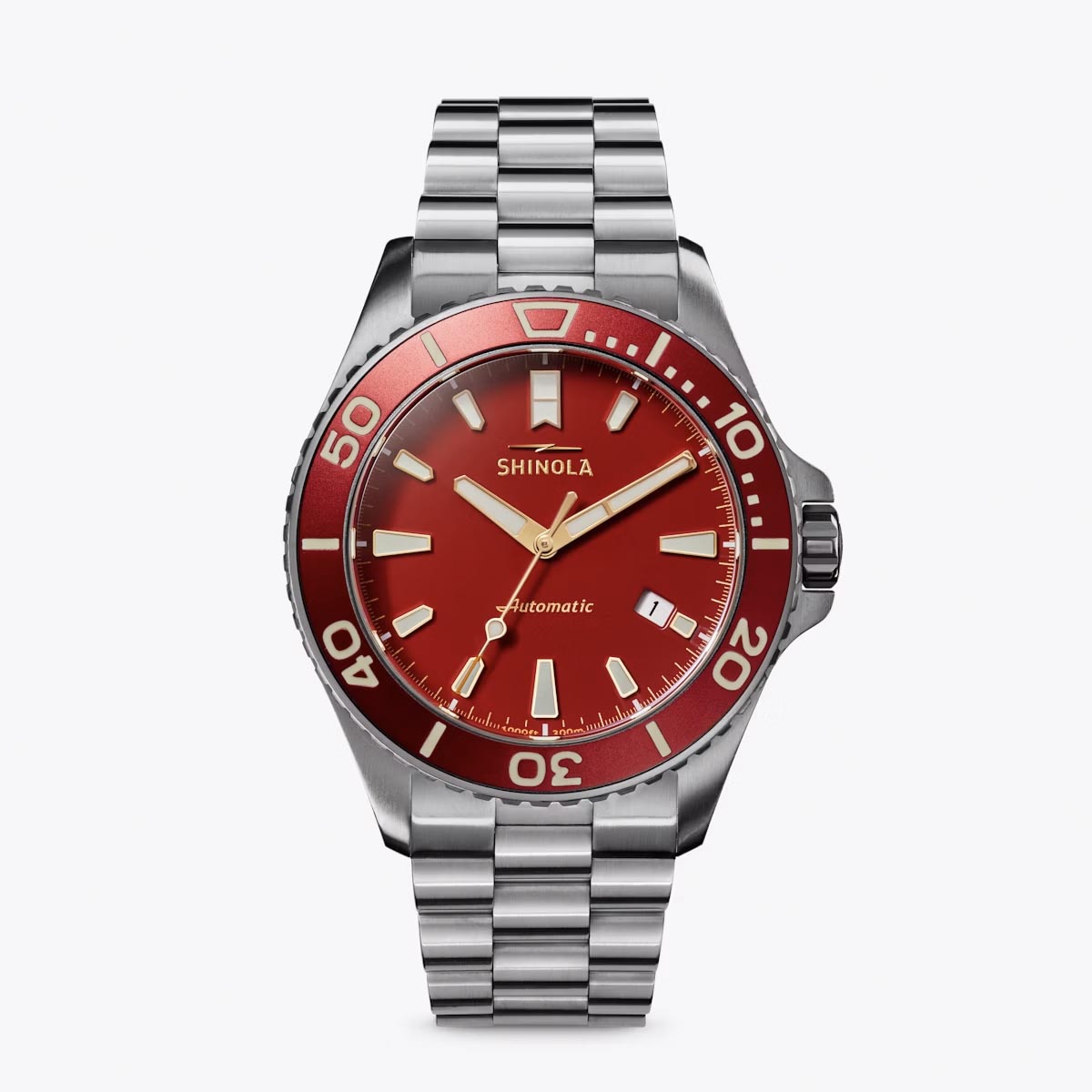 Shinola Lava Lake Monster with Red Dial and Titanium Bracelet