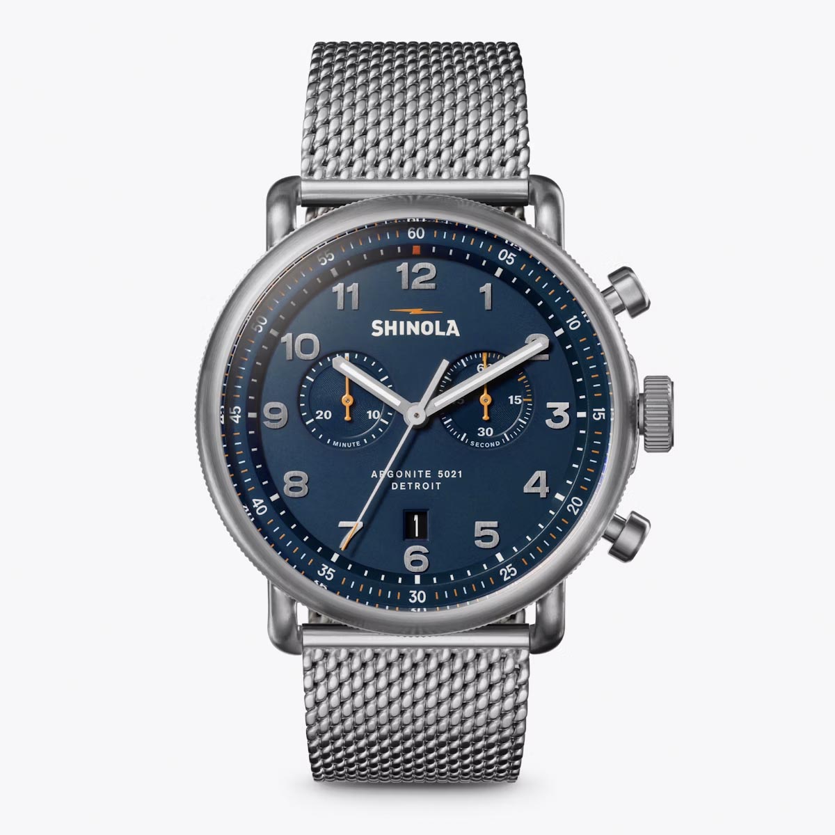 Shinola Canfield Chronograph Watch with Blue Dial and Stainless