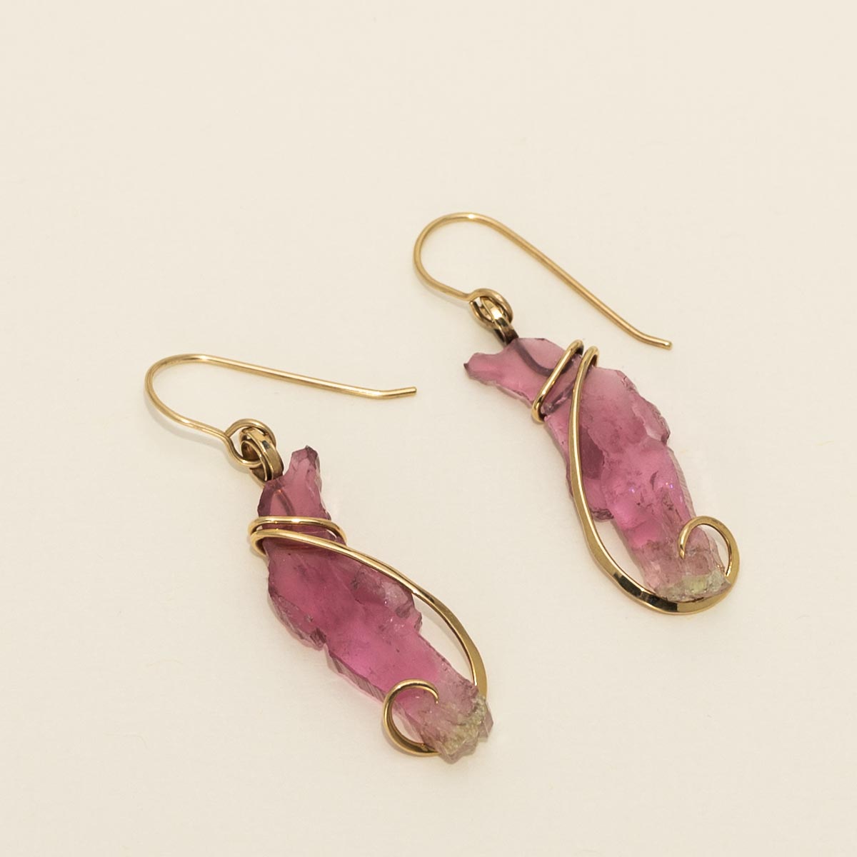 Pink tourmaline earrings yellow gold on sale