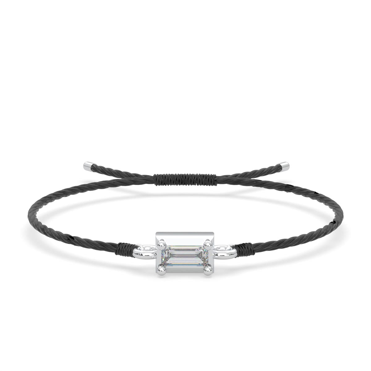 Adjustable Diamond Cord Bracelet Featuring A Drop Set With Pavé