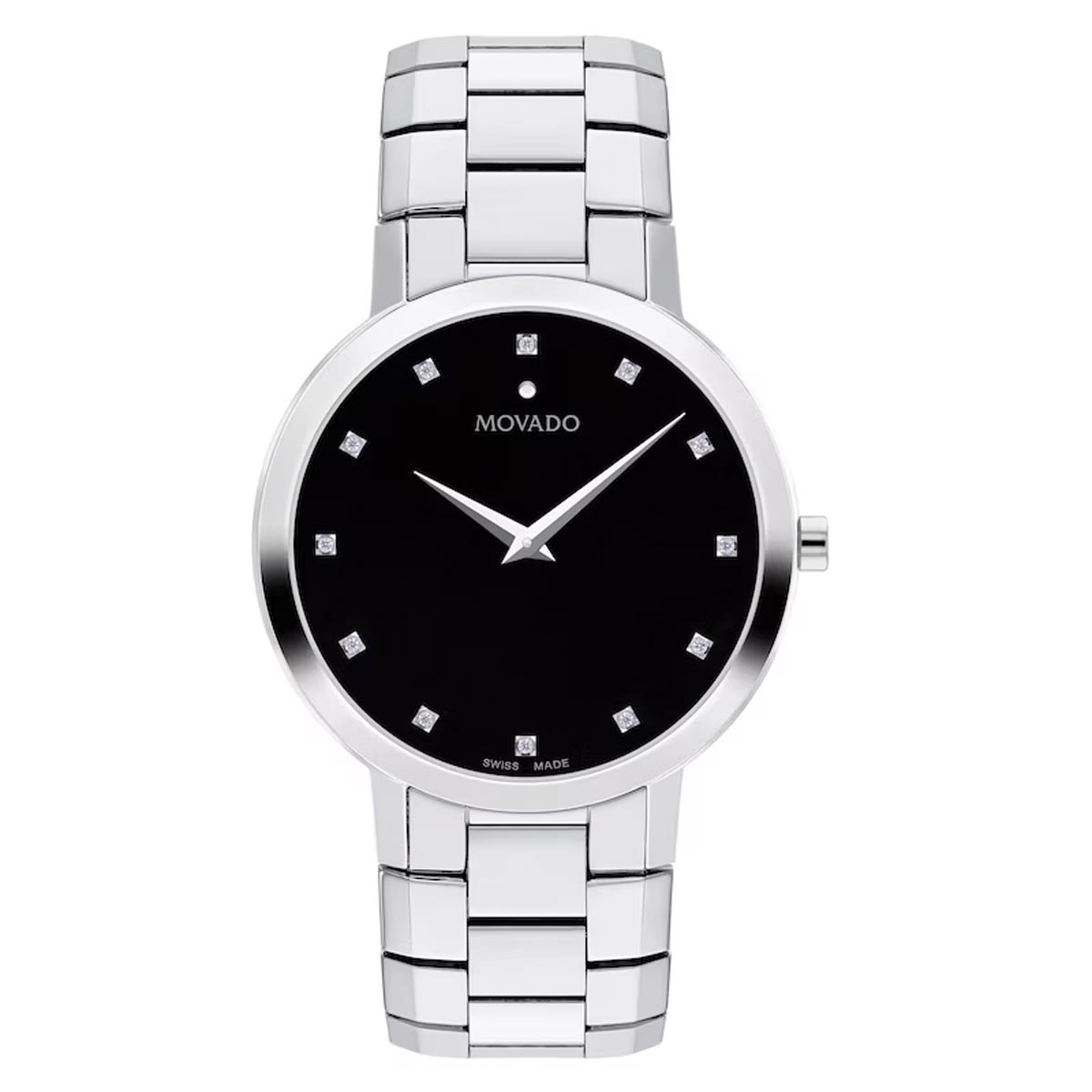 Movado Faceto Mens Watch with Black Dial and Stainless Steel  display picture 3