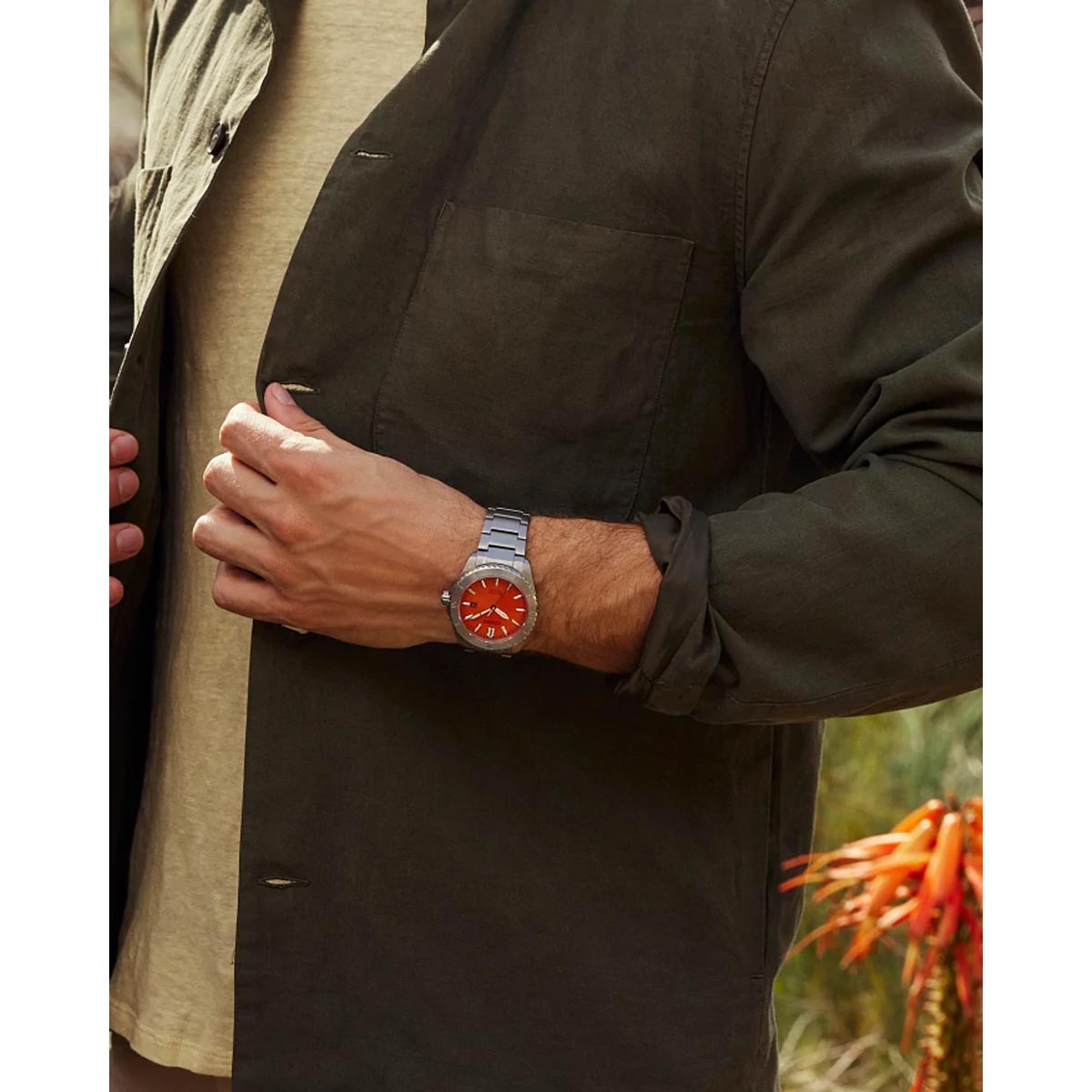 Citizen Brycen Mens Watch with Orange Dial and Super Titanium™ Bracelet (eco-drive movement)
