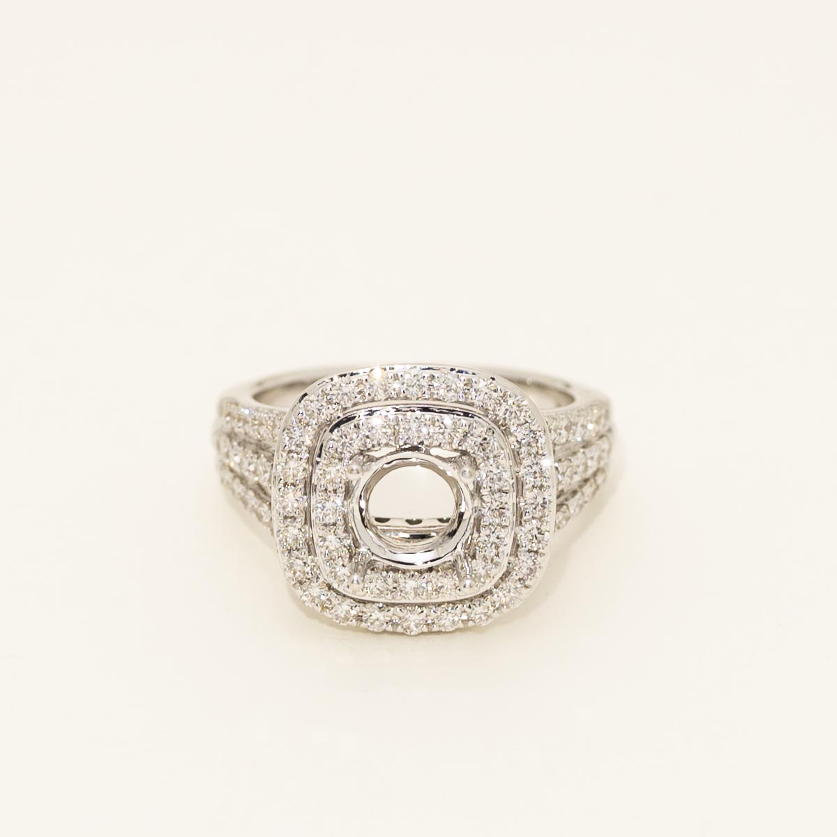 Diamond Halo Engagement Ring Setting in 14kt White Gold (1 1/5ct