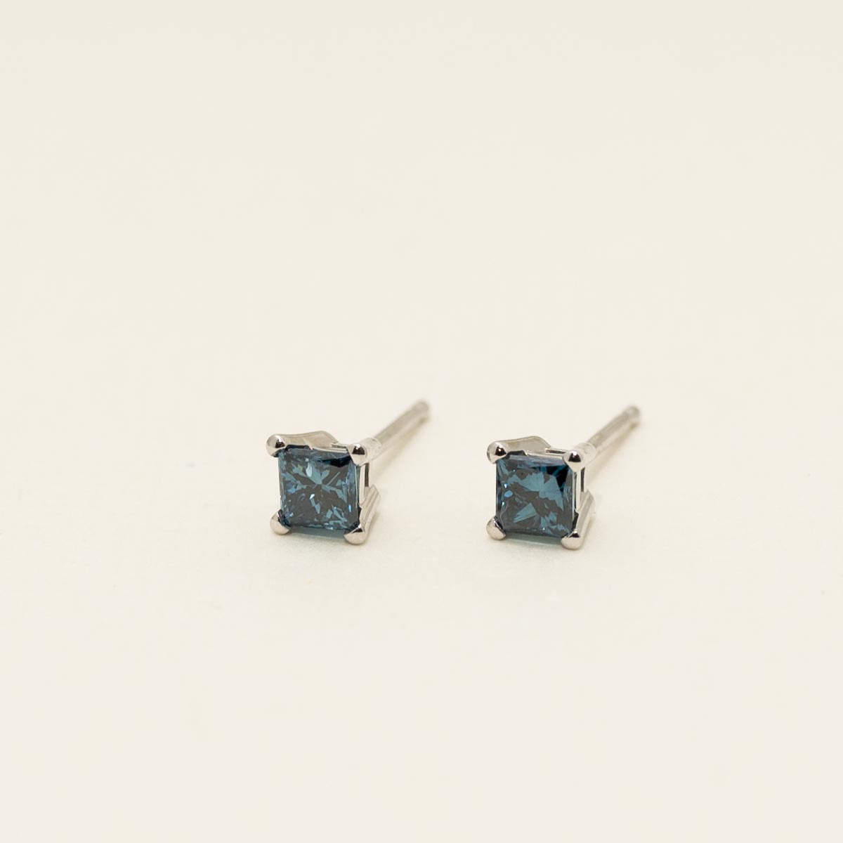Princess cut blue diamond earrings sales