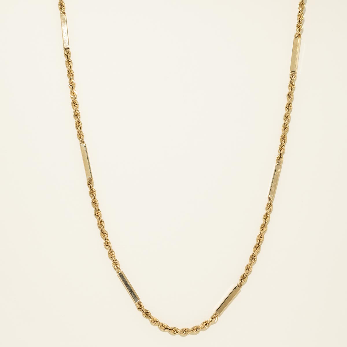 Estate Rope Chain Station Necklace in 14kt Yellow Gold (20 inches)