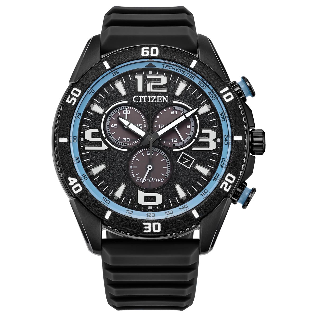 Citizen Brycen Mens Watch with Black Dial and Black Silicone Strap (eco-drive movement)