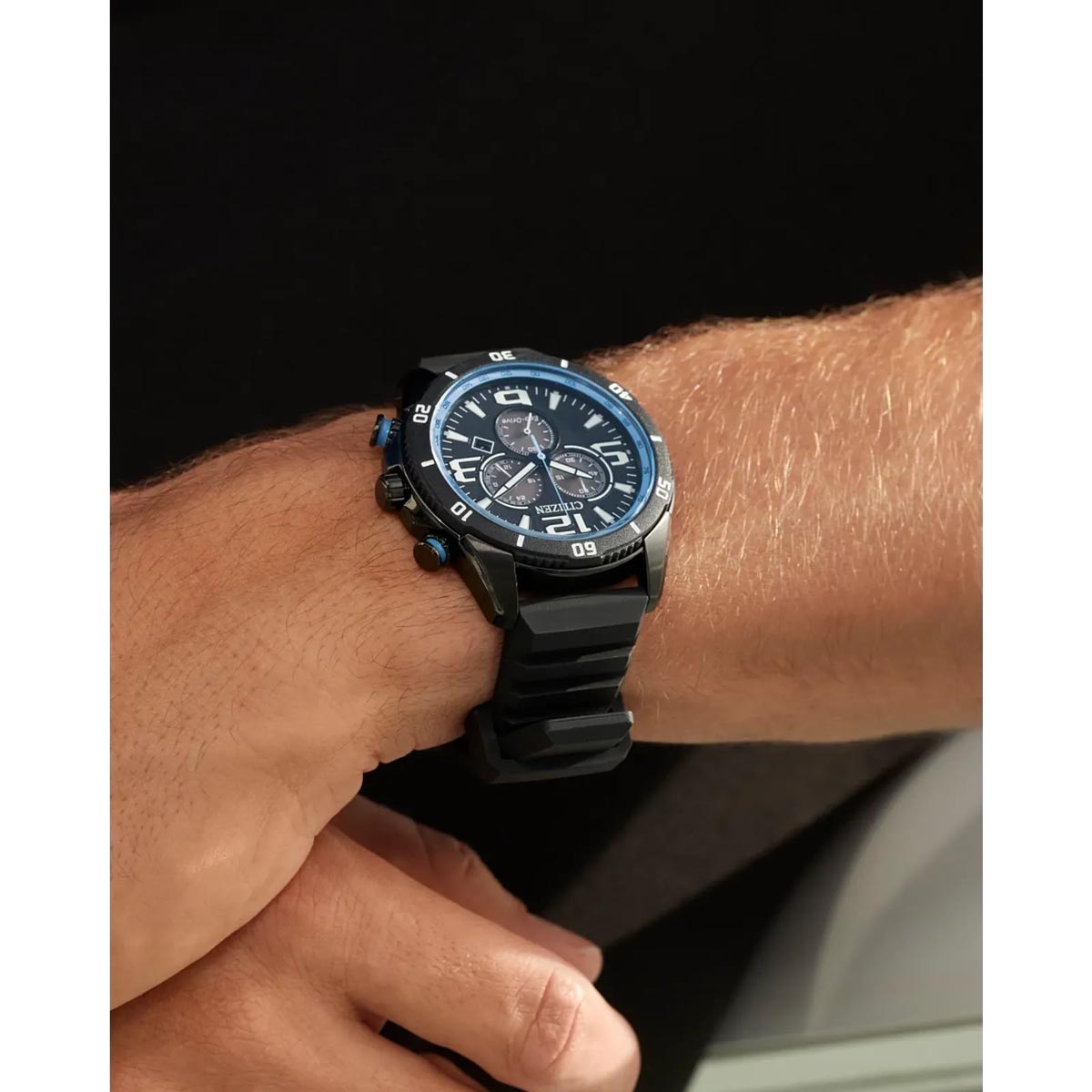Citizen Brycen Mens Watch with Black Dial and Black Silicone Strap (eco-drive movement)