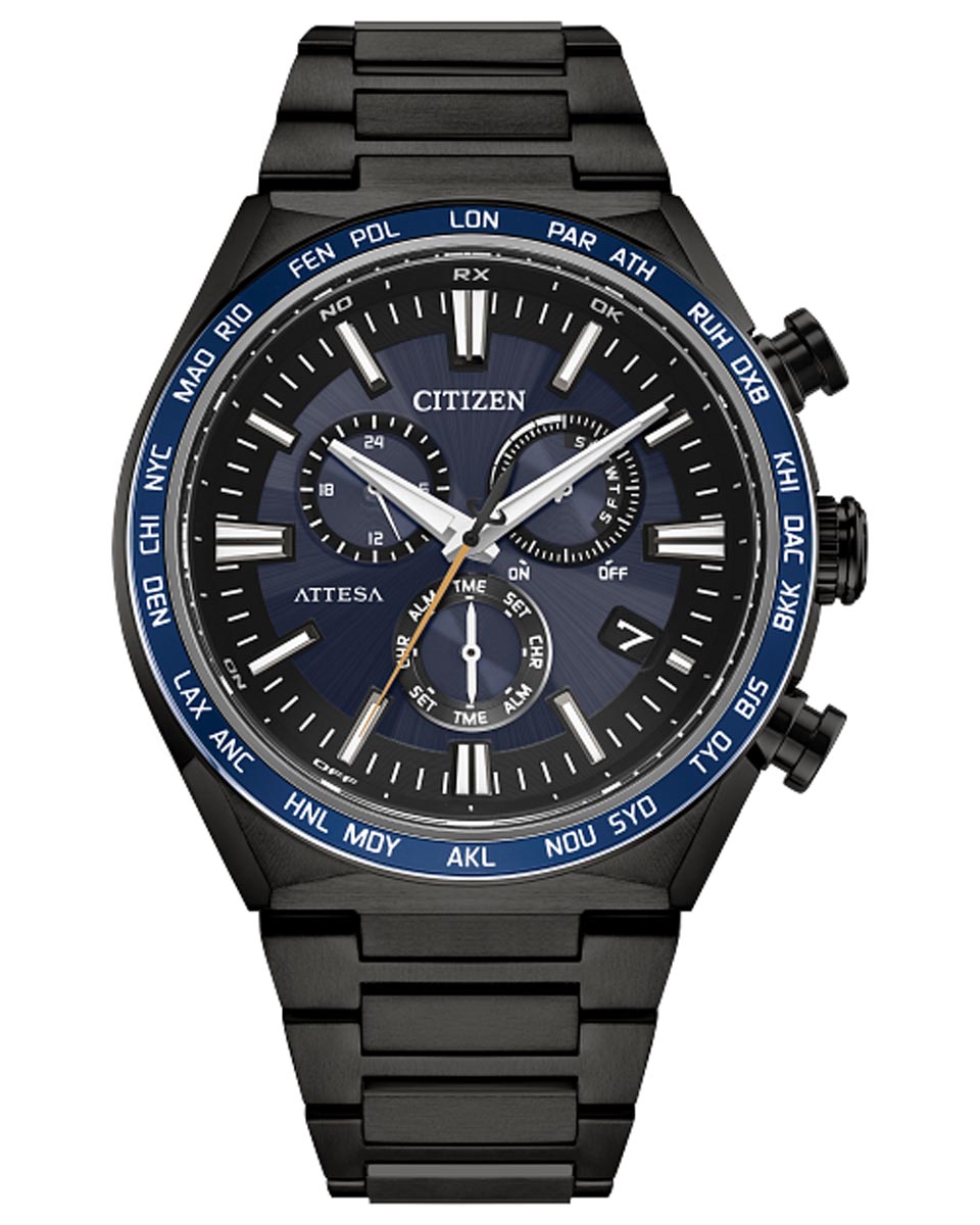 CITIZEN 腕時計 ダークブルー　ＡＴＴＥＳＡ Citizen Attesa Watch with Black Dial and Black Super Titanium