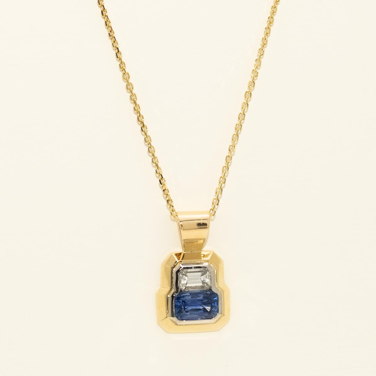 Estate Emerald Cut Tanzanite Necklace in 18kt Yellow Gold and