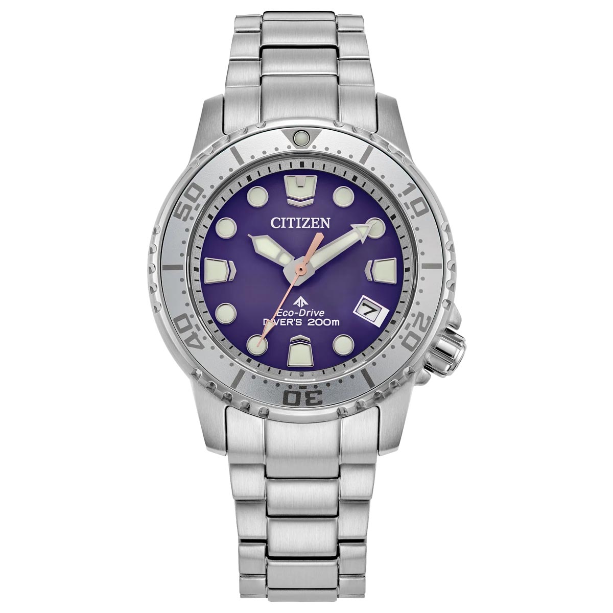 CITIZEN Eco-Drive パープル腕時計 Citizen Promaster Dive Womens Watch with Purple Dial and Stainless