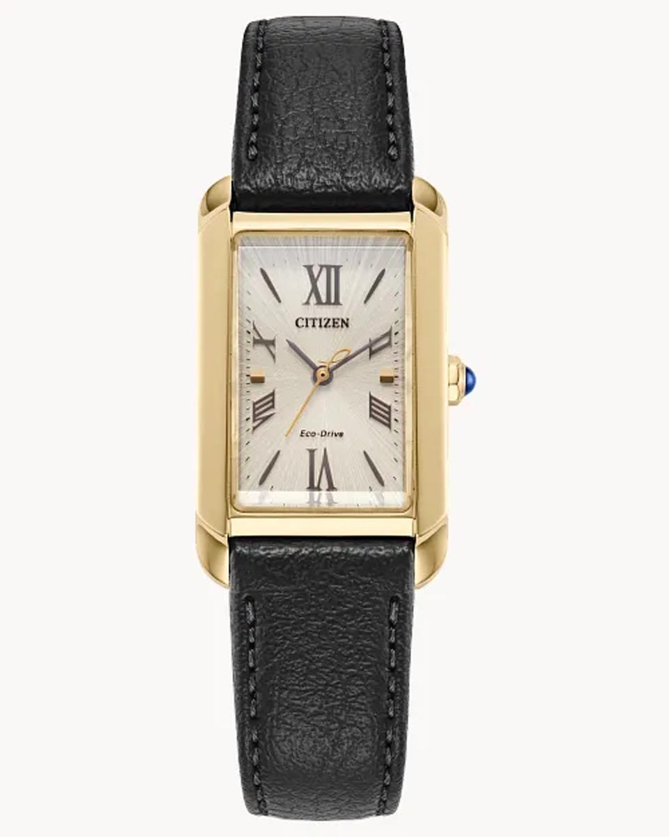 Citizen Bianca Watch with Gold Toned Dial and Black Leather  display picture 1