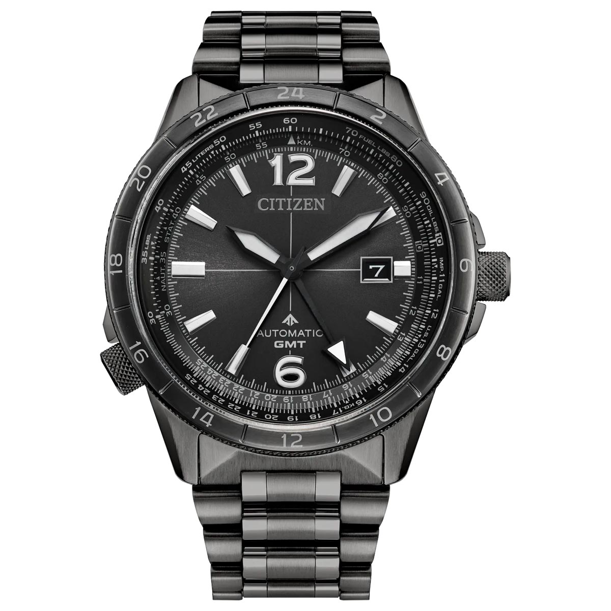 Citizen Promaster Air GMT Mens Watch with Gray Dial and Gray Ion Plated Stainless Steel Bracelet (automatic movement)