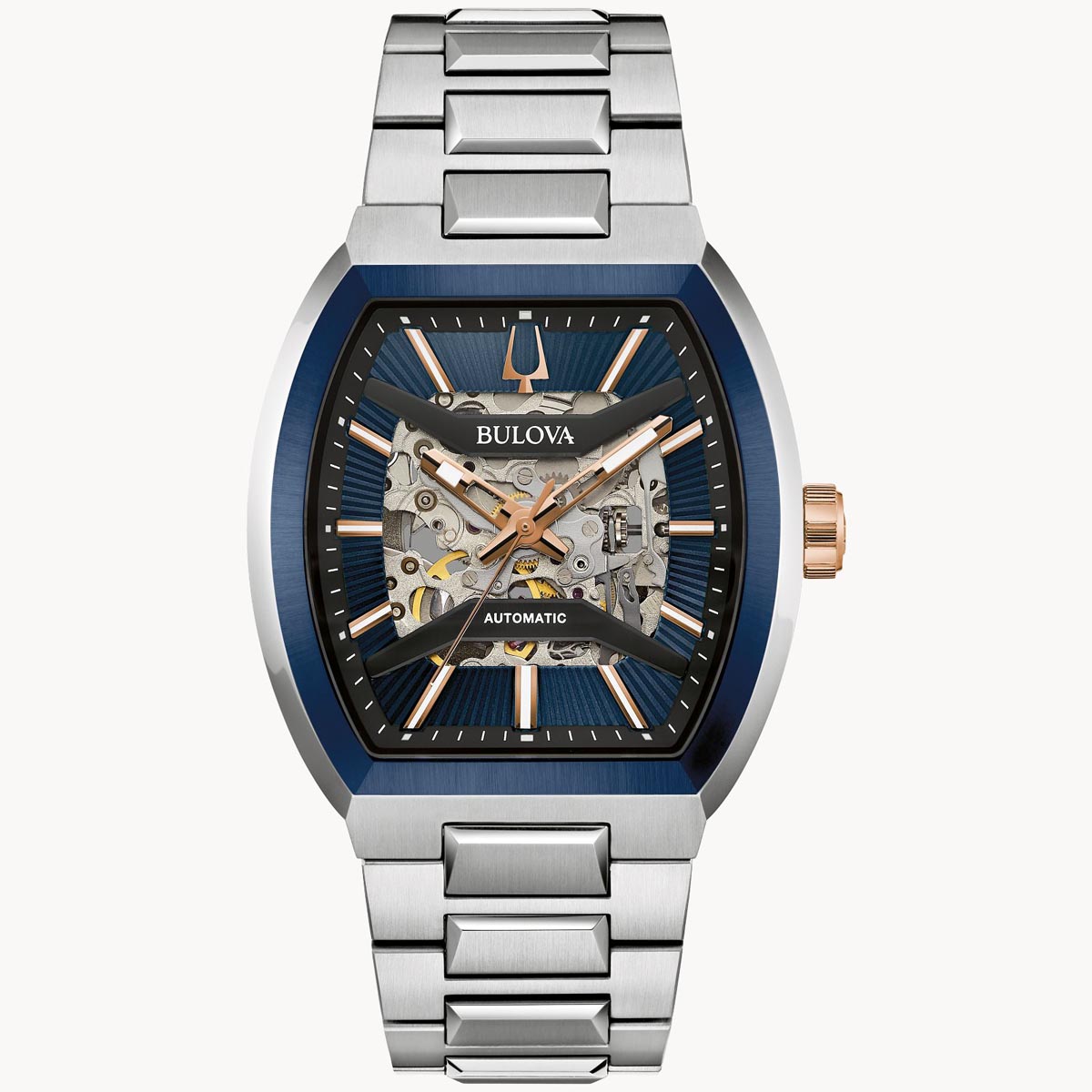 Bulova Maquina Mens Watch with Skeletonized Blue Dial and