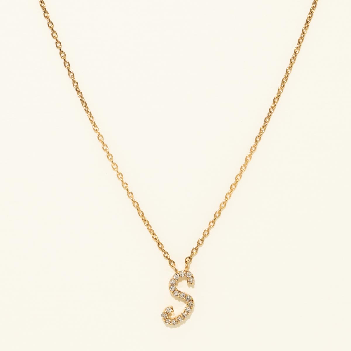 Diamond Script S Initial Necklace in 10kt Yellow Gold (1/20ct tw