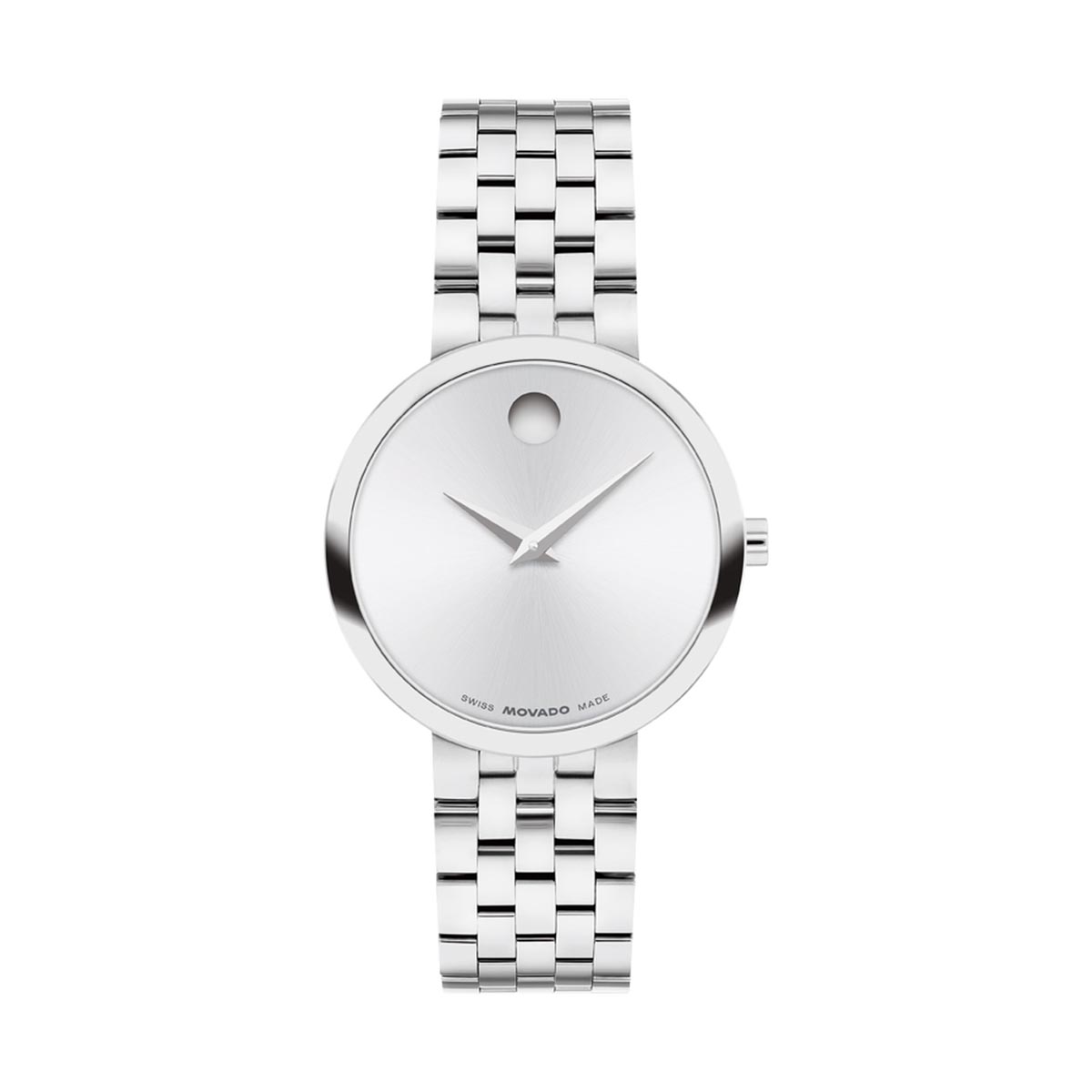 Movado Museum Classic Womens Watch with White Dial and Stainless Steel Bracelet (Swiss quartz movement)