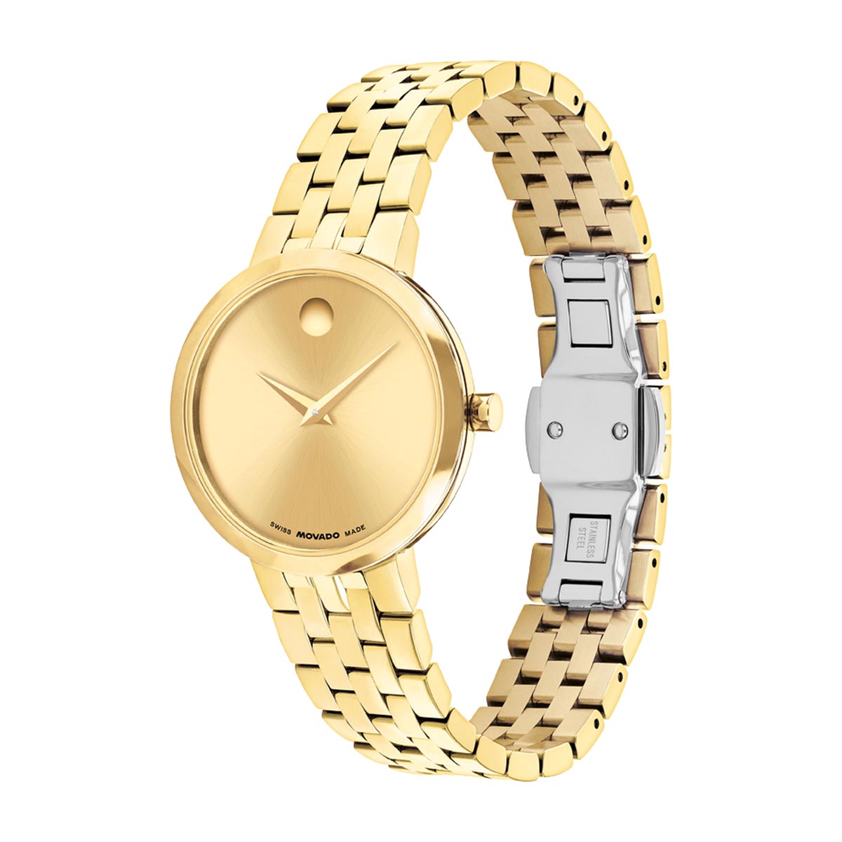 Movado Museum Classic Womens Watch with Gold Toned Dial and Gold Toned Stainless Steel Bracelet (Swiss quartz movement)
