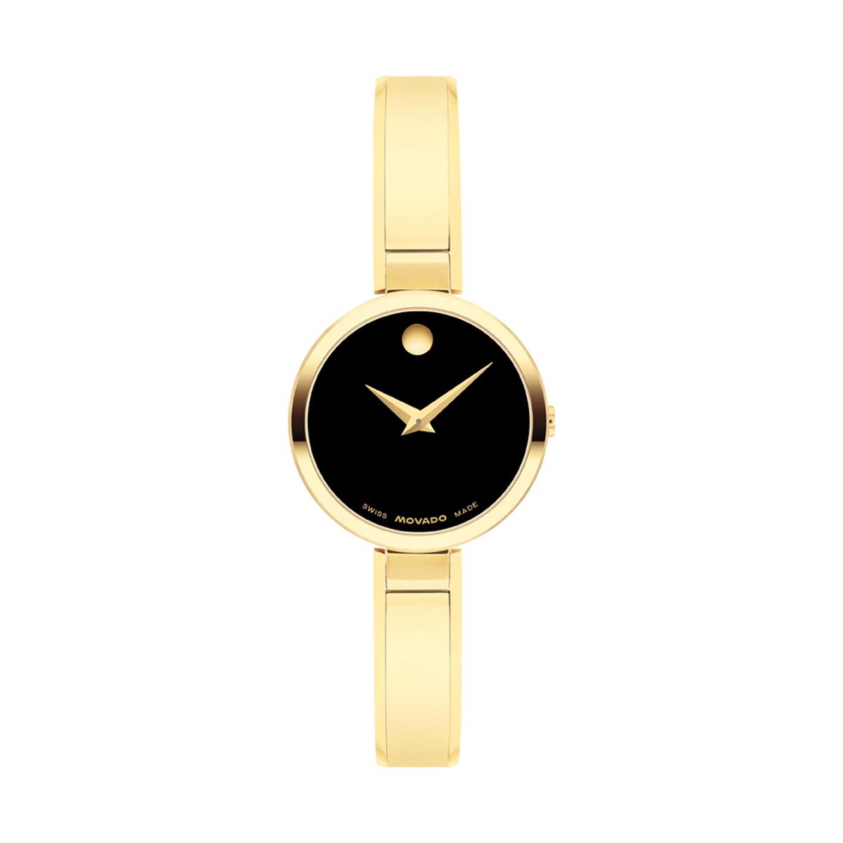 Movado Moda Womens Watch with Black Dial and Gold Toned